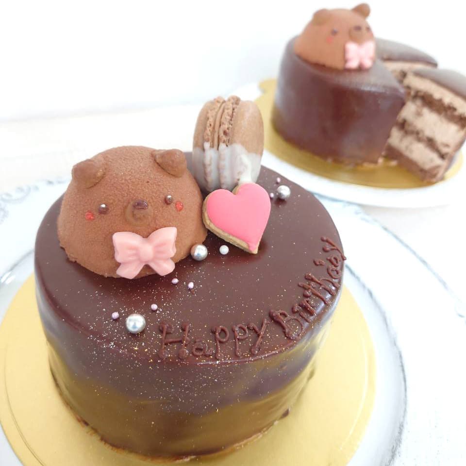 富士市かわいいケーキ屋さんテテのバレンタイン限定くまさんのチョコケーキ(ホールケーキ)
