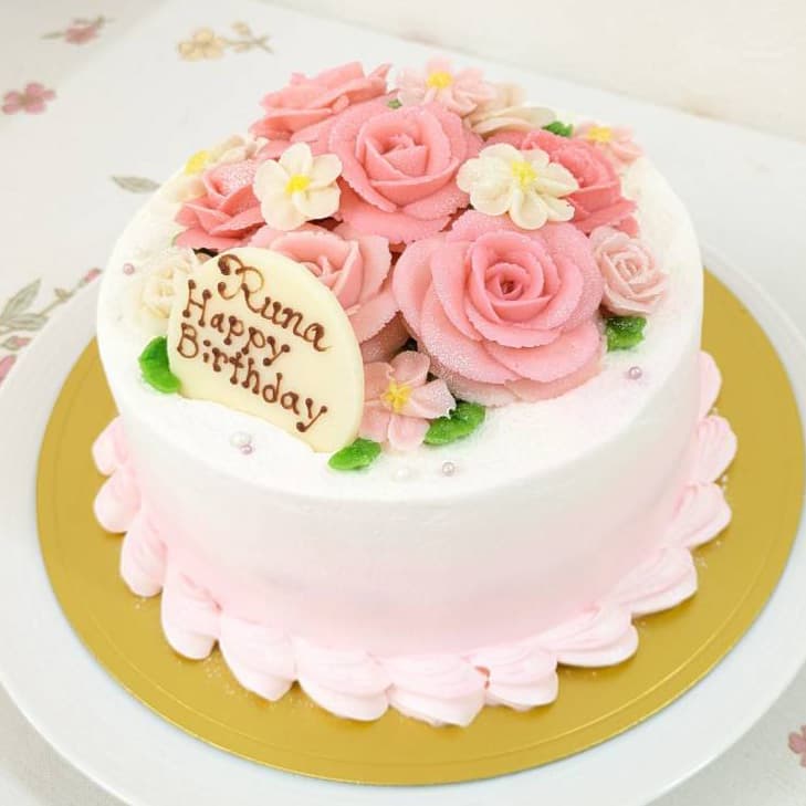 富士市かわいいケーキ屋さんテテのピンクのバラのホールケーキ