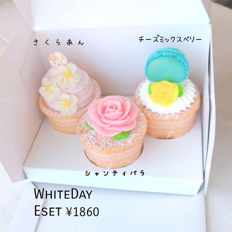 富士市かわいいケーキ屋さんテテの「さくらあん」「チーズミックスベリー」「シャンティバラ」ホワイトデーEセット￥1,680(税込)